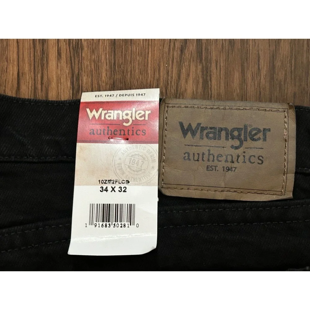 Wrangler‎ Authentics Mens Fleece Lined Jeans Black Straight Leg 34x32 10ZM2FLCB